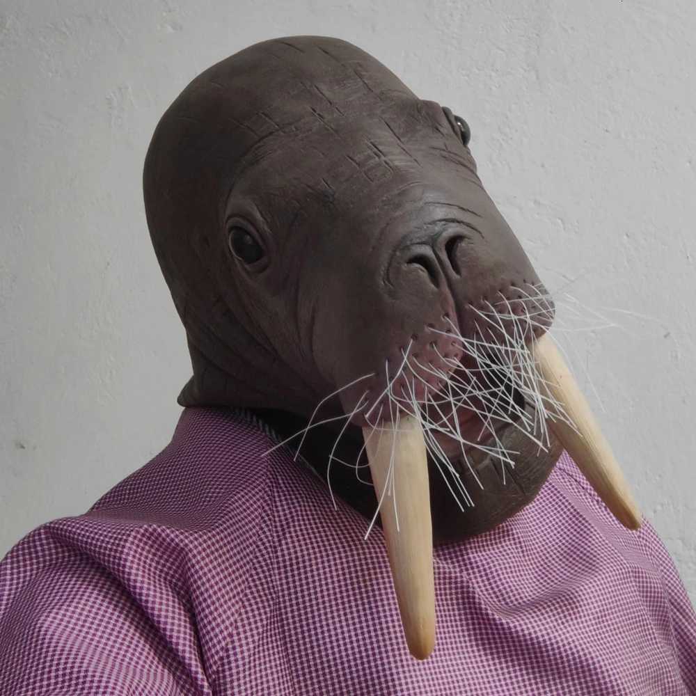 Funny Walrus Mask Sea Lion Animal Full Head Latex Fancy Dress Costume Animal Mask Seal Sea Lions Head Mask Novelty Creepy LatexXJ250905
