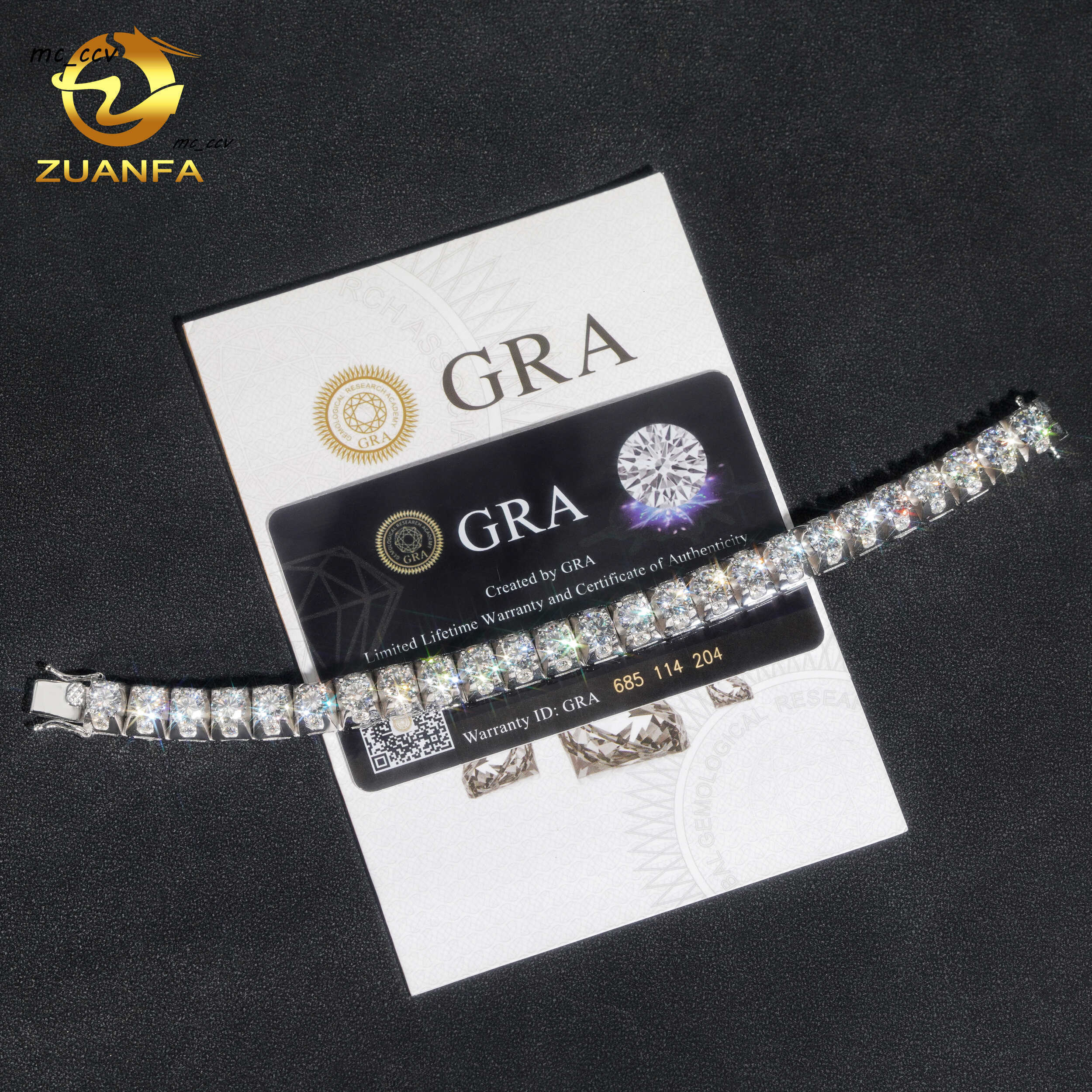 Ready to Ship Christmas Gift Men Fashion Unique Design Sterling Silver 925 65MM Side Iced Tennis Bracelet Diamond Moissanite