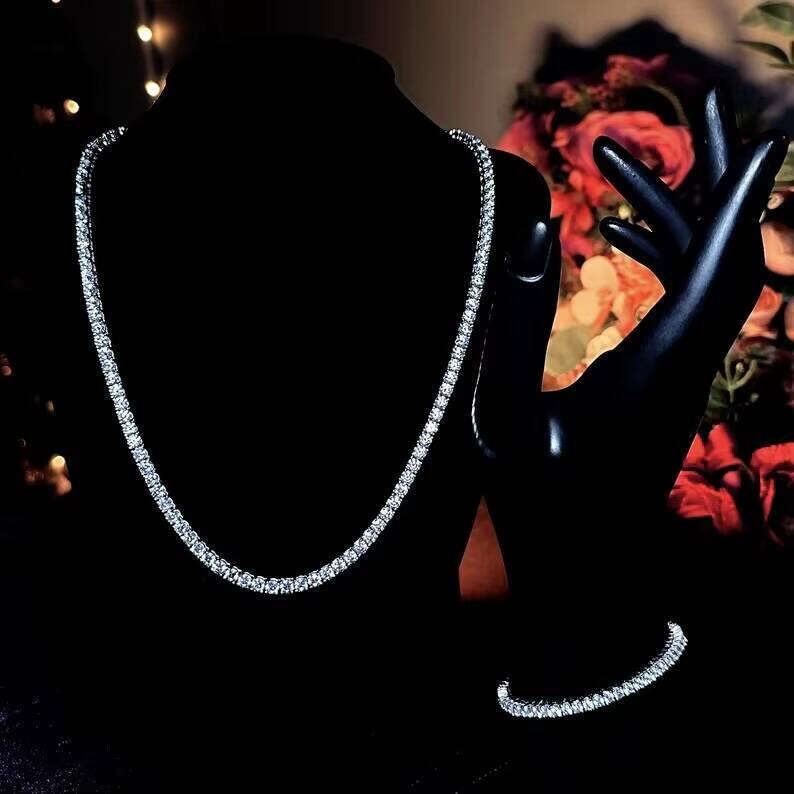 Customizable 4mm 5mm VVS Sterling Sier Iced Out Hiphop Moissanite Tennis Chain