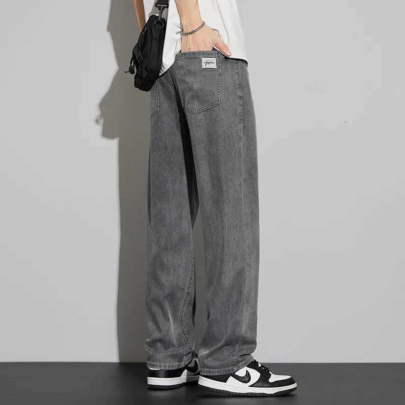 2025 New Lyocell Summer Thin Business Male Pants Jeans Mens High Waist Loose Comfortable Straight Elastic Denim Trousers W250905