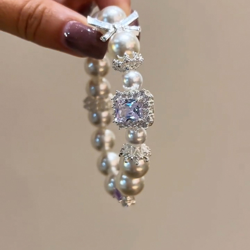 Pearl Zircon Heart Beaded Exquisite Elegant Bracelet Versatile Niche High-end Feel Women's Jewelry