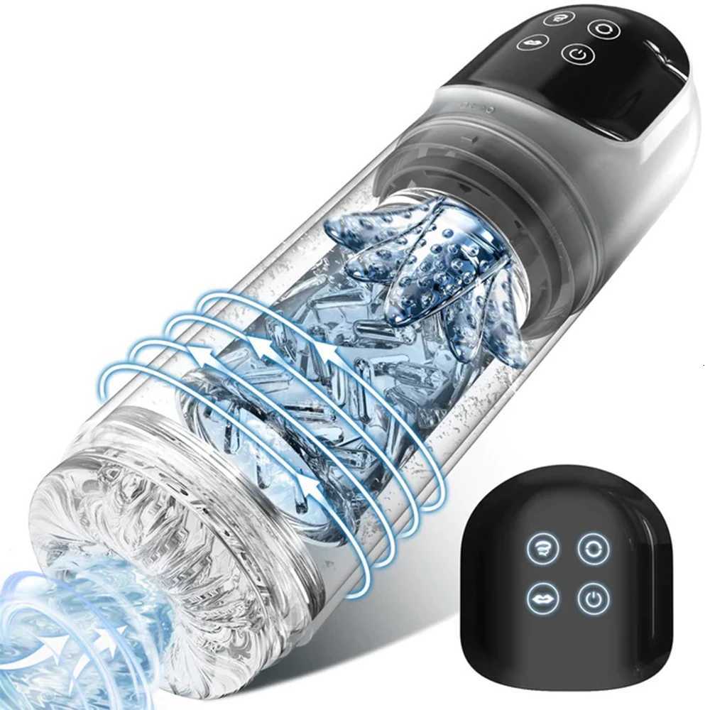 IPX7 LED Automatic Male Masturbator Cup 7 Sucking Rotating Licking Thusting Modes Pocket Pussy Stroker Blowjob Sex Toys For MenXJ250905