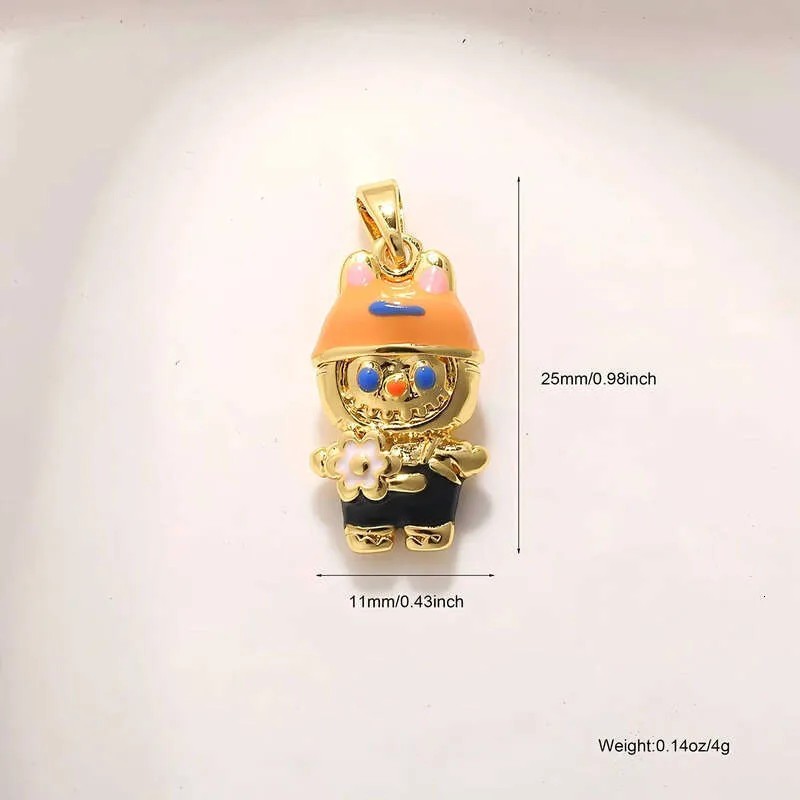 LABUBU Fashion Jewelry Charm Gold-Plated Brass Enamel Labubu Pendant Stainless Steel Women's Necklace Chain