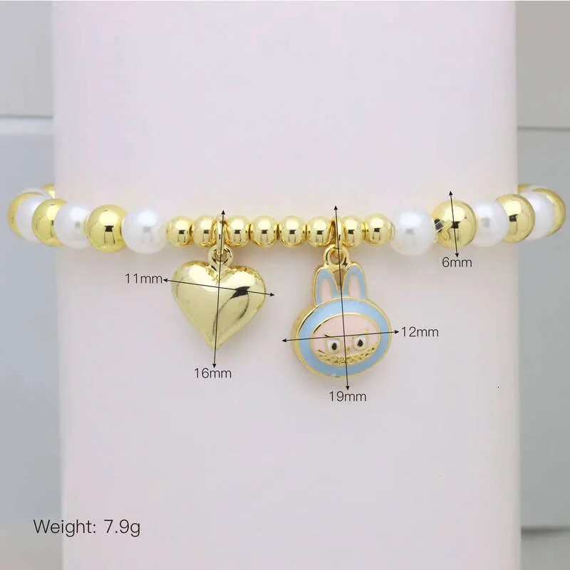 LABUBU Fashion Boutique Jewelry Gold Pleated Adjustable Labubu Charm Pendant Bracelet and Women's Bangle
