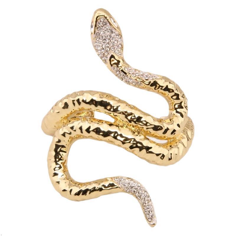 Exaggerated Heavy Craft Wrinkle Multi-layer Wrapped Dynamic Snake-shaped Dia-studded Bracelet Fashionable High-end Open Bangle