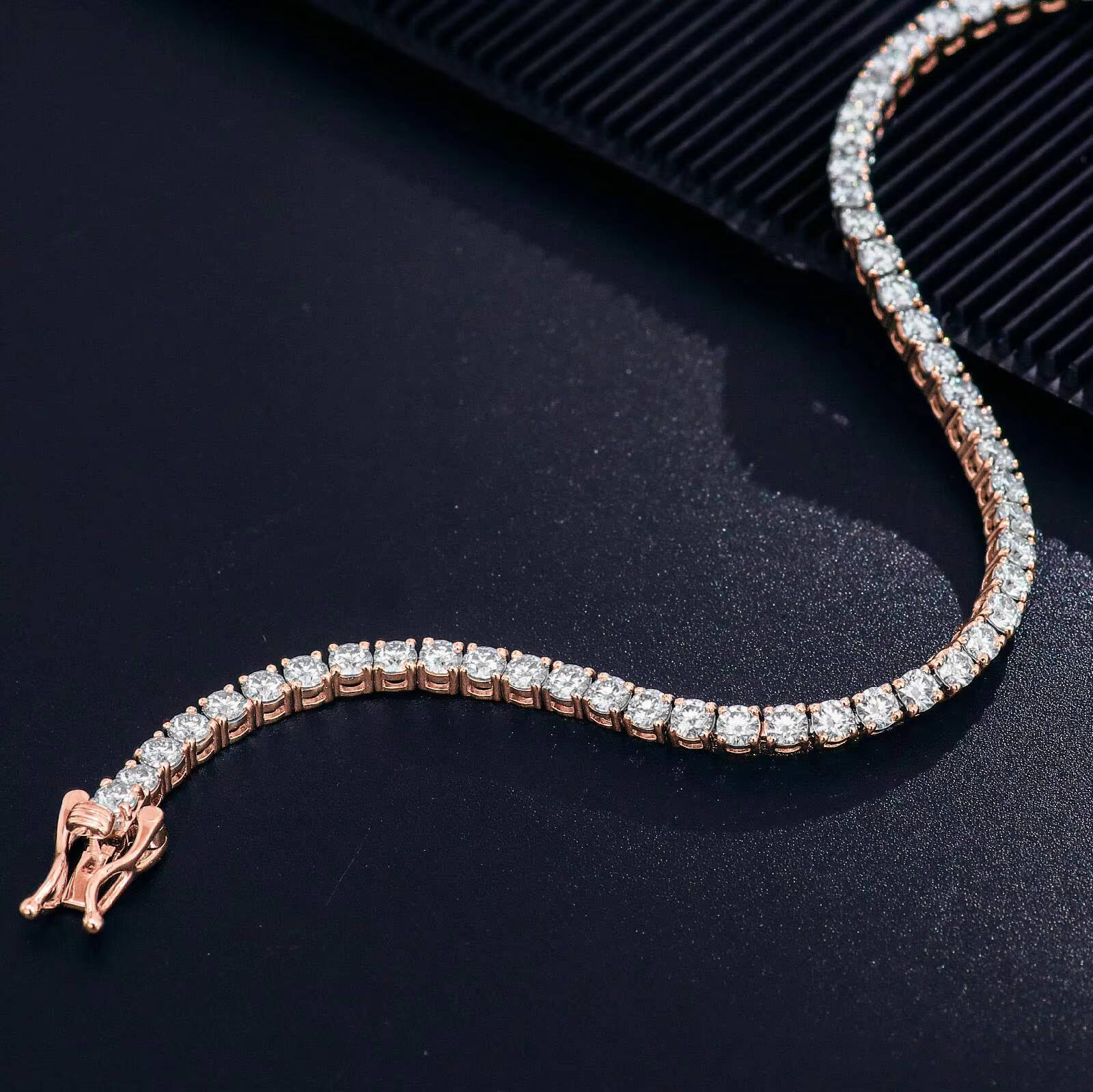 3mm 10K Real Gold Rose Gold Man Luxury Hip Hop Jewelry D Moissanite VVS1 Tennis Chain Bracelets Beads Women Tennis Bracelet