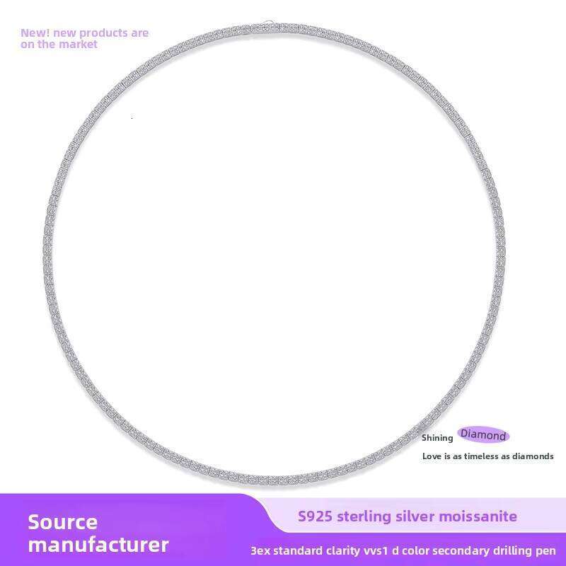 Wholesale Moissanite Tennis Chain Necklace Women's Fashion S Pure Sier Gold-plated Collarbone Style Daily Wear