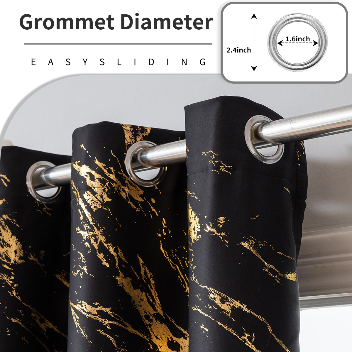 YL-37105 cross-border hot stamping and silver marble high-precision blackout curtain punching living room sunscreen finished curtain