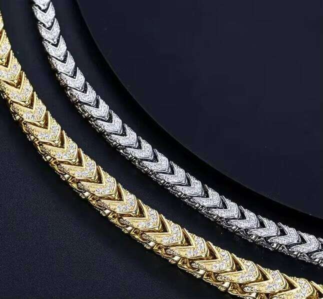 Franco VVS Moissanite Dia Chain Sterling Sier Necklace Iced Out Hip Hop Jewelry Gift for Her