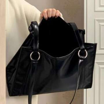 Korean Style Soft Leather Large Capacity Laptop for College Students, Book Tote Class Commuting Bag, Crossbody Bag