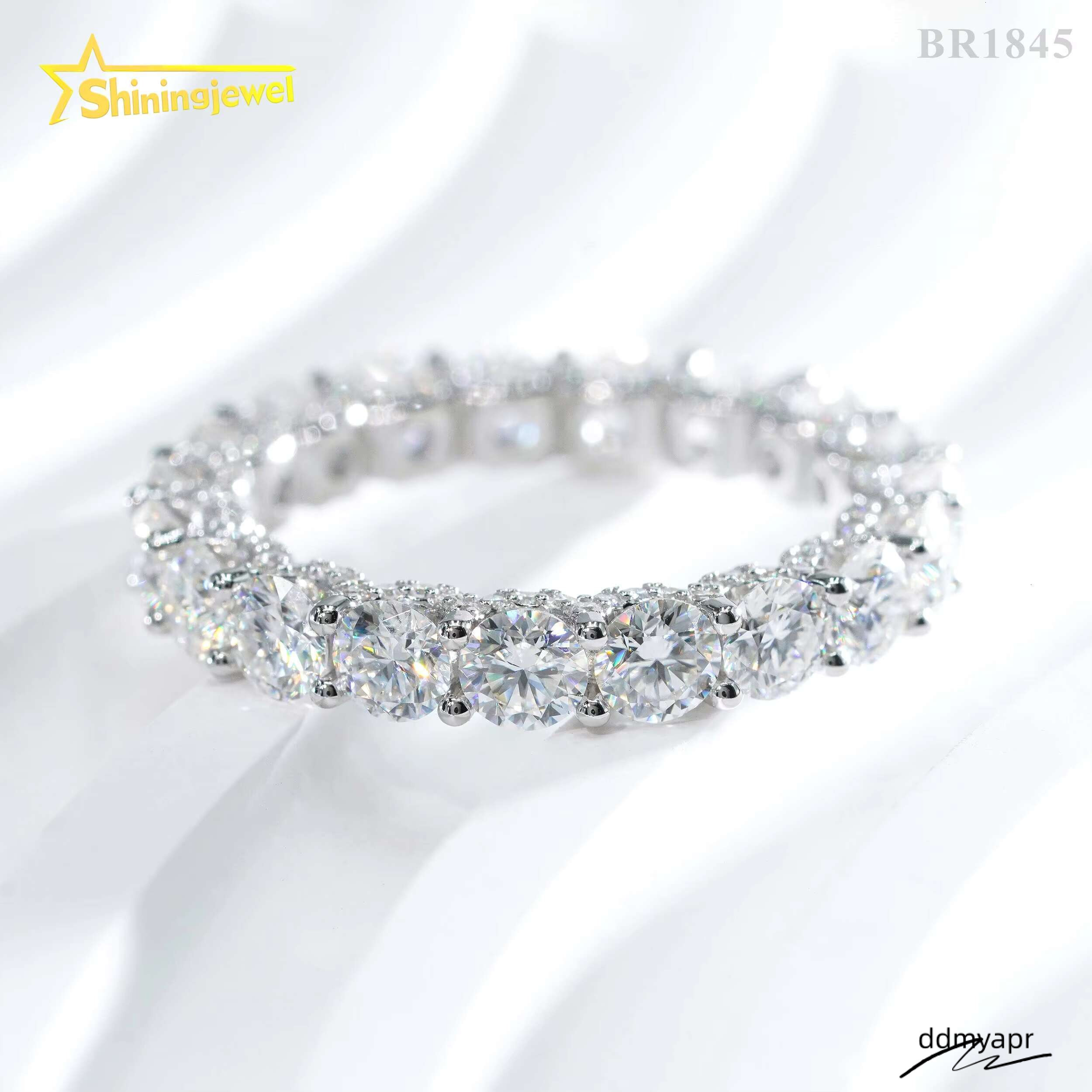 Moissanite ddmyday Eternity In Sterling Sier - Iced Out Wedding Band For Women, High Quality VVS Gemstone Ring ddmyday ddmyday ddmyday