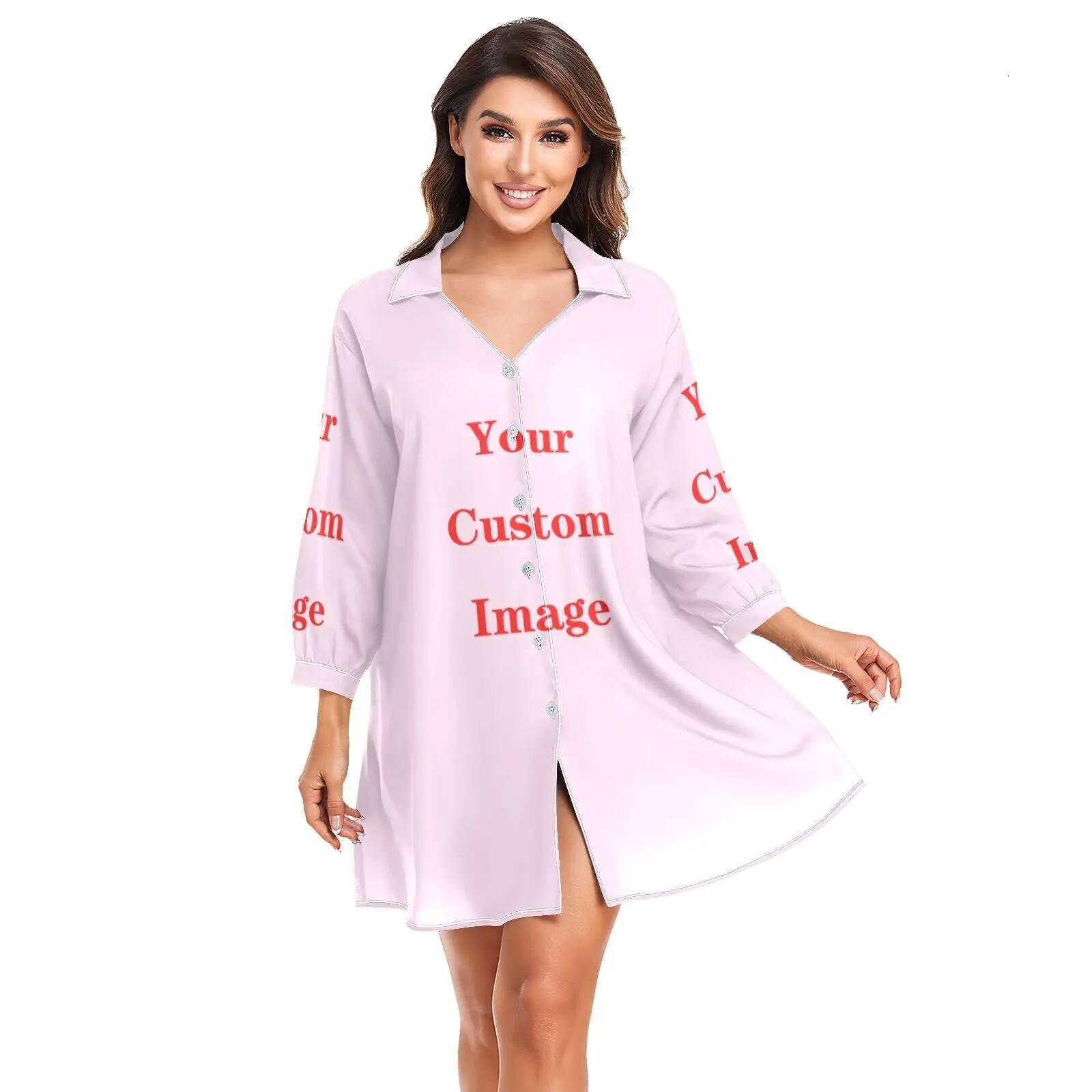 Bikini Cover Up Women Beach Shirts Customized images Swimsuit Cape 2025 New Summer Long Sleeve Tunic Swimwear Outfits