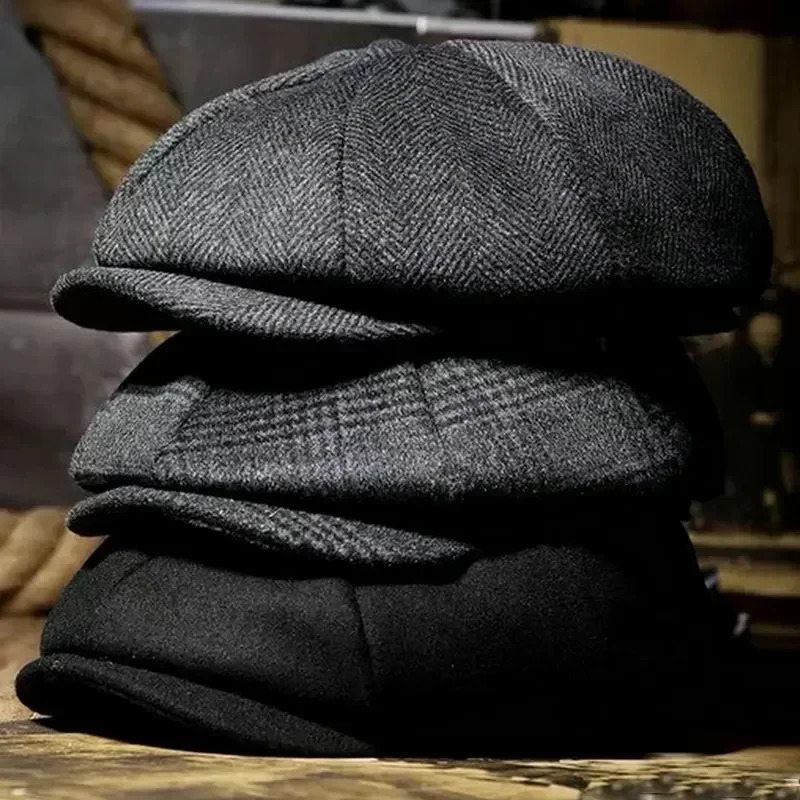 Classic Hat for Men Caps Vintage Retro Tweed Peaky Blinders Beret Flat Peaked Cap Street Hats Women 250905