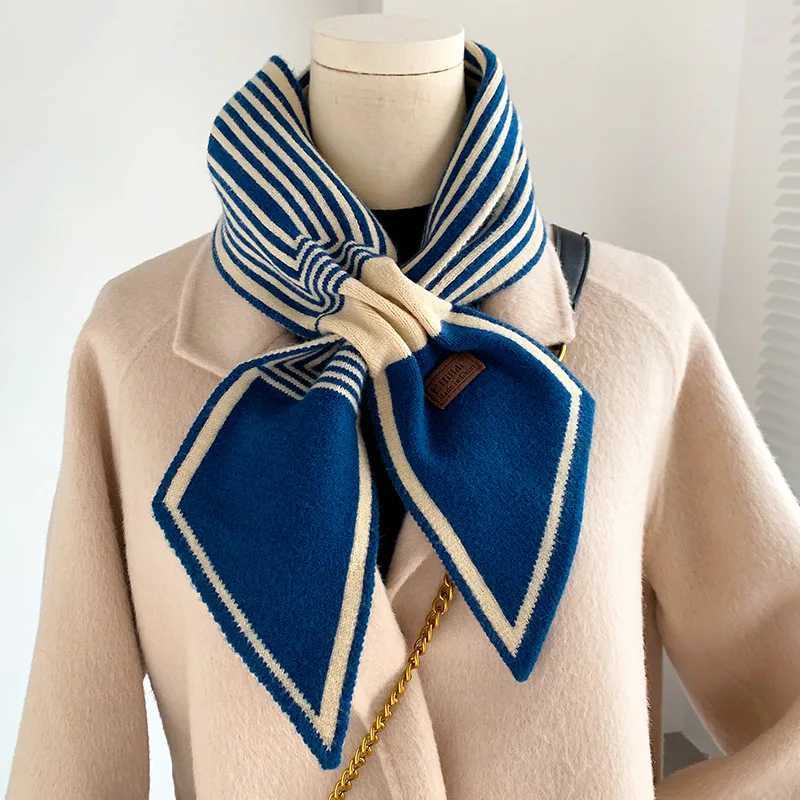 Knitted Scarf New Design Striped Luxury Brand Scarf Women Winter Scarf Warm Long Skinny Small Scarf Female Neckerchief ScarvesXJ250905