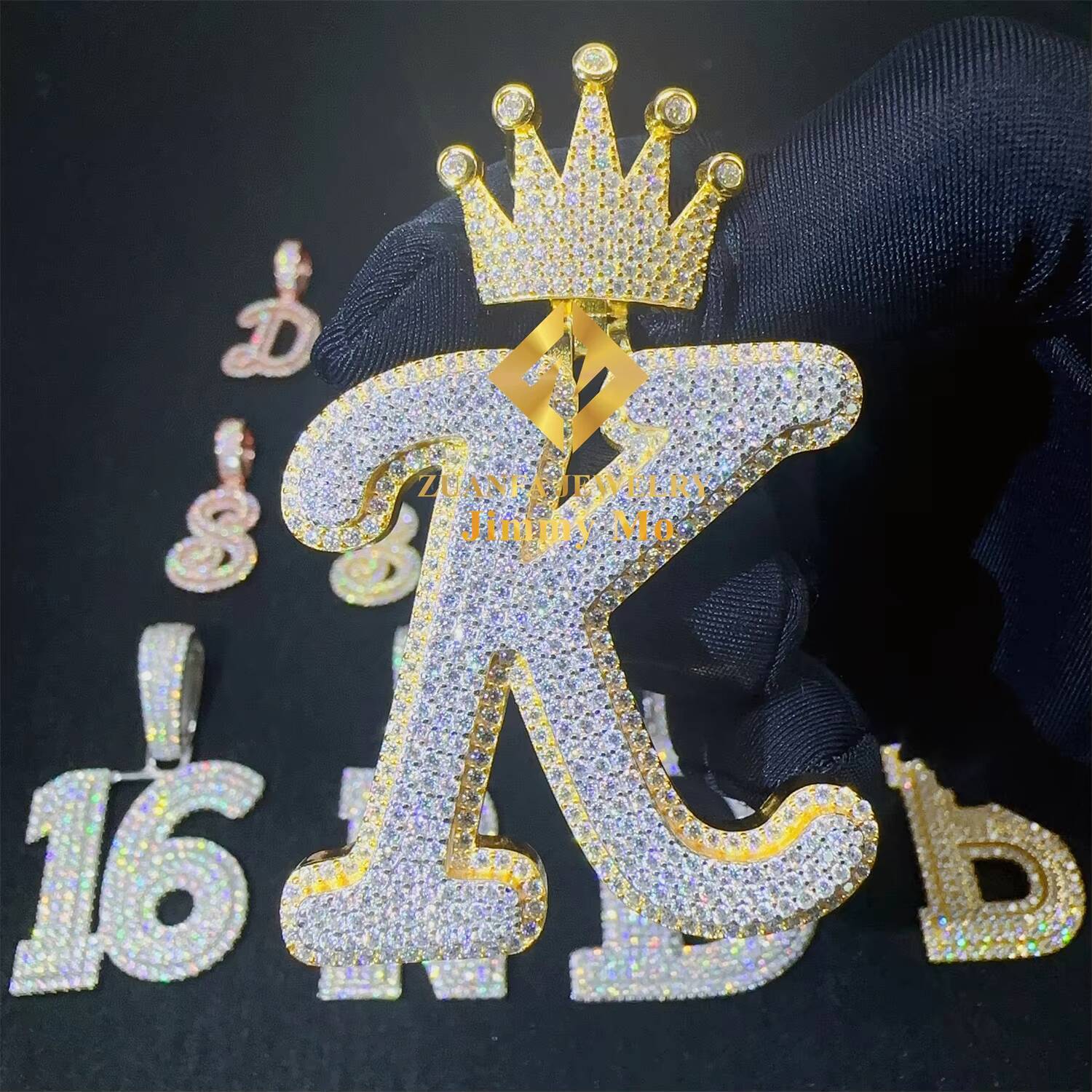 Custom Pass Diamond Tester GRA Certificates Iced Out Hip Hop Jewelry VVS Moissanite Diamond Initial Letter Pendant Necklace