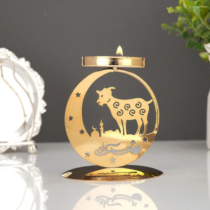 Candle Holders Metal Holder Muslim Ramadan Candlestick Eid Mubarak Baroque Style Dining Table Ornament Wedding Decor H260310