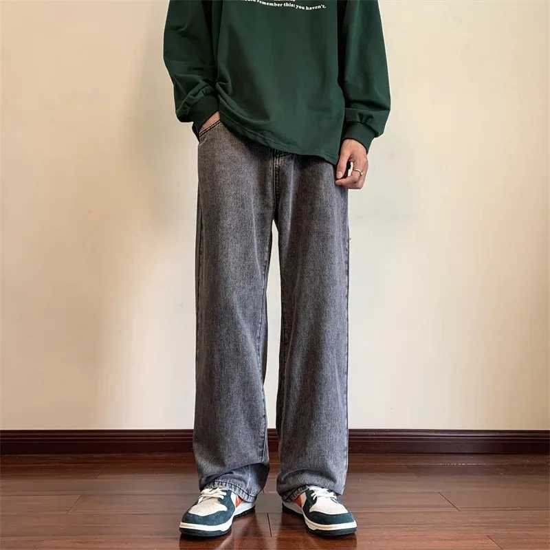 New Flower Printed Jeans2025 Vintage Straight Trousers Streetwear American Casual Denim Wideleg Pants Jeans Masculina W250905