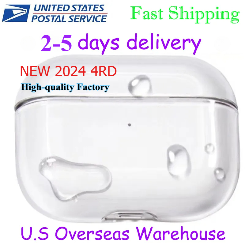 USA Stock OEM for Apple Airpods Pro 2 3 4 Generation Airpod 4 Headphone Accessories Solid TPU Silicone Protective Earphone Cover Ai Wireless Charging Shockproof Case