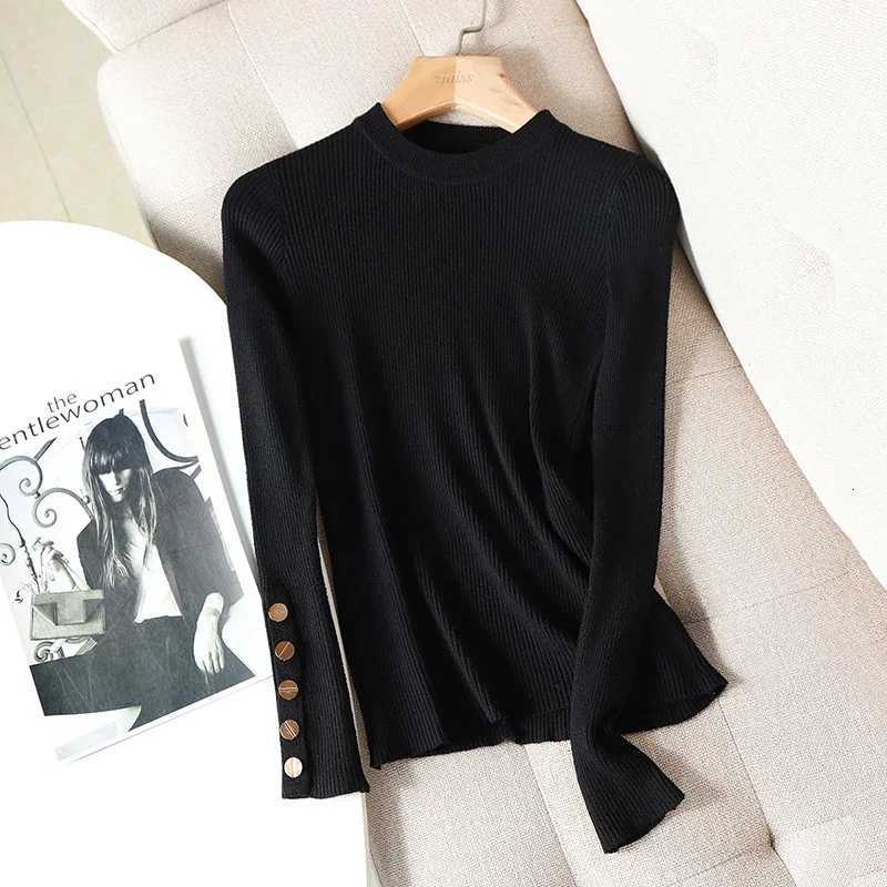 2025 Casual Autumn Winter Women Sweater Pullovers ic Button Long Sve Oneck Sweater Female Slim Knitted Soft Jumper Tops Z250905