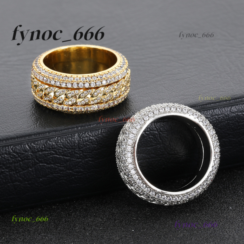 European American HipHop Mens Ring with Moissanite CrossBorder Fashion Brand Plating Rotatable Cuban Style Ring