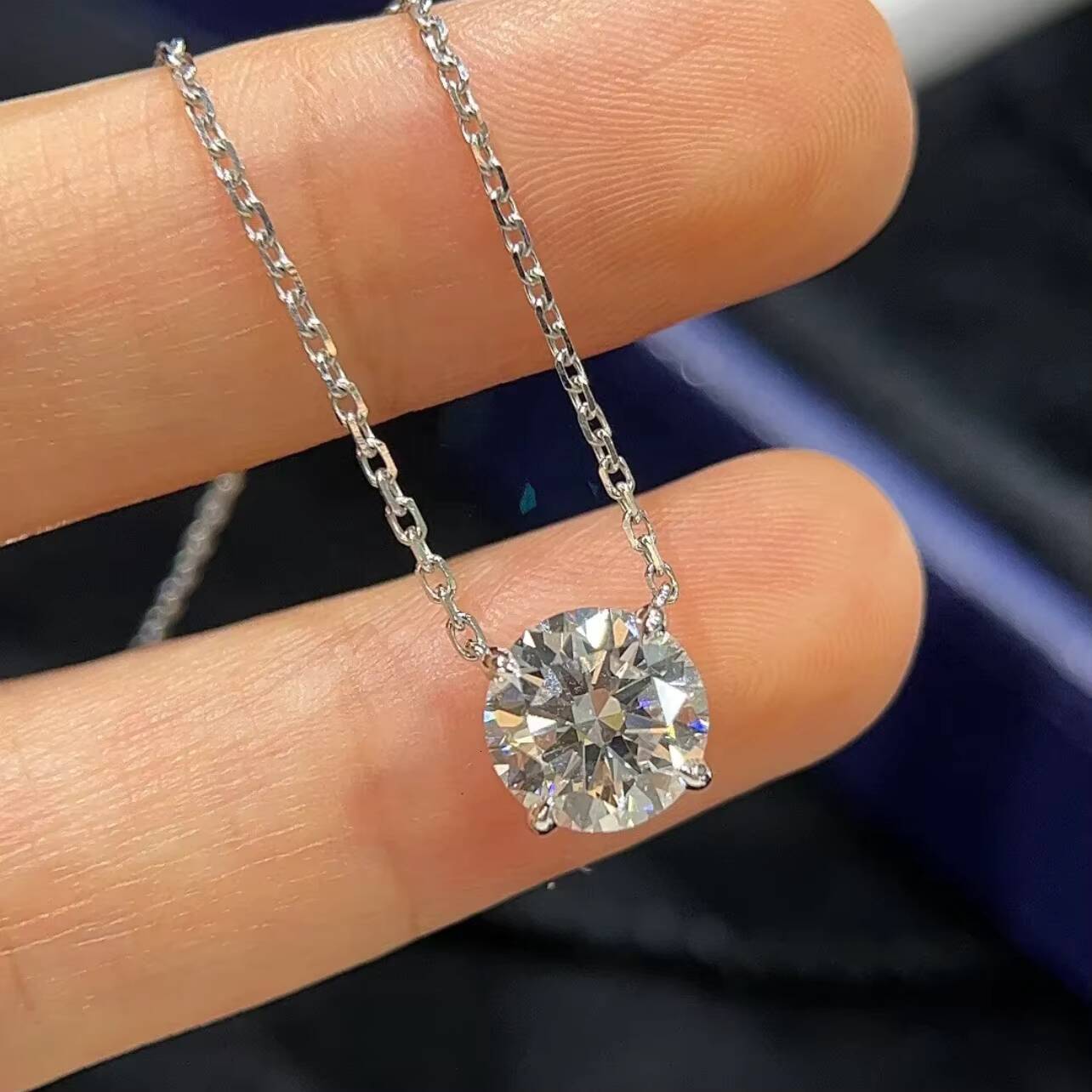 Women Classic Diamond Necklace 14K White Gold IGI Report Lab Diamond Heart Halo Diamond Necklace