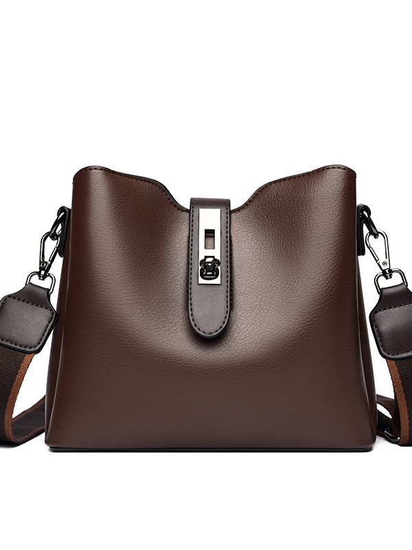 2025 Vintage Minimalist Lightweight Crossbody Large Capacity Stylish Women's Shoulder Elegant Wide-Strap Handbag Bucket Bag