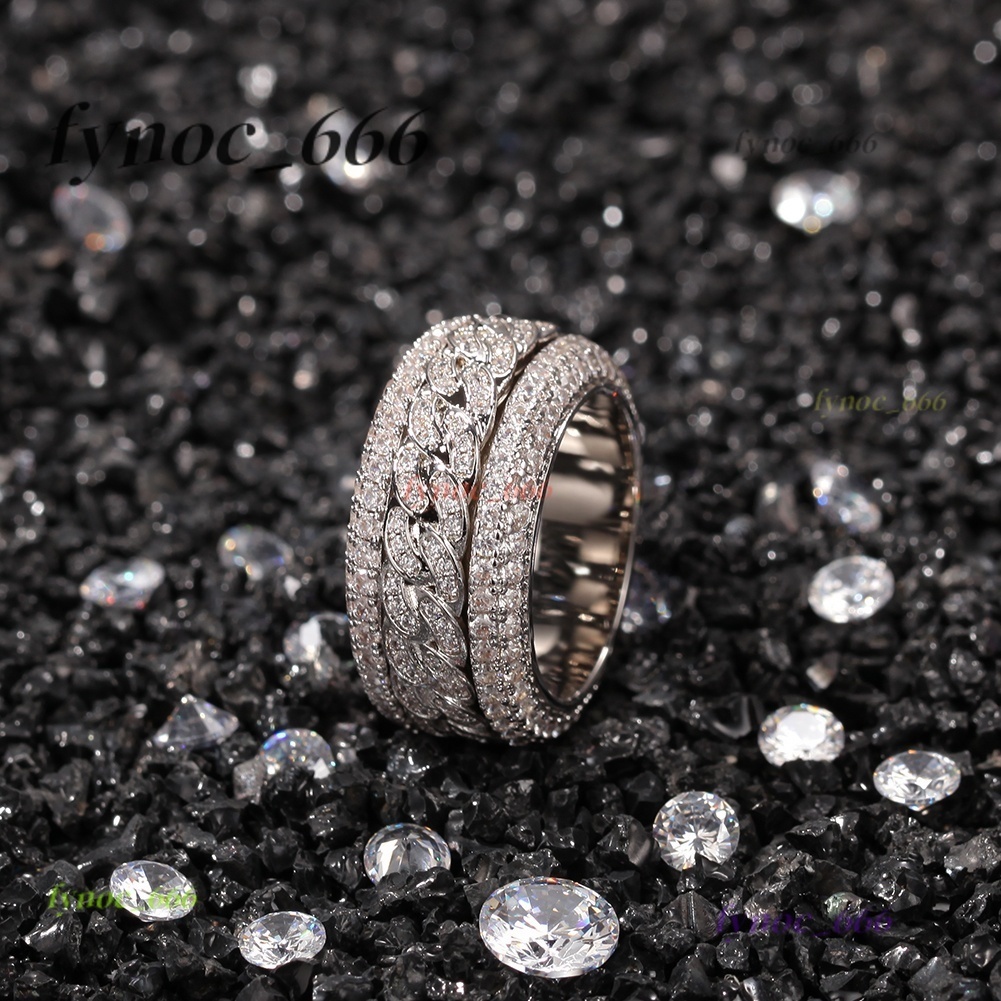 Hip Hop Morganite With Swivel Cuban Ring New Cuban Rotatable Ring