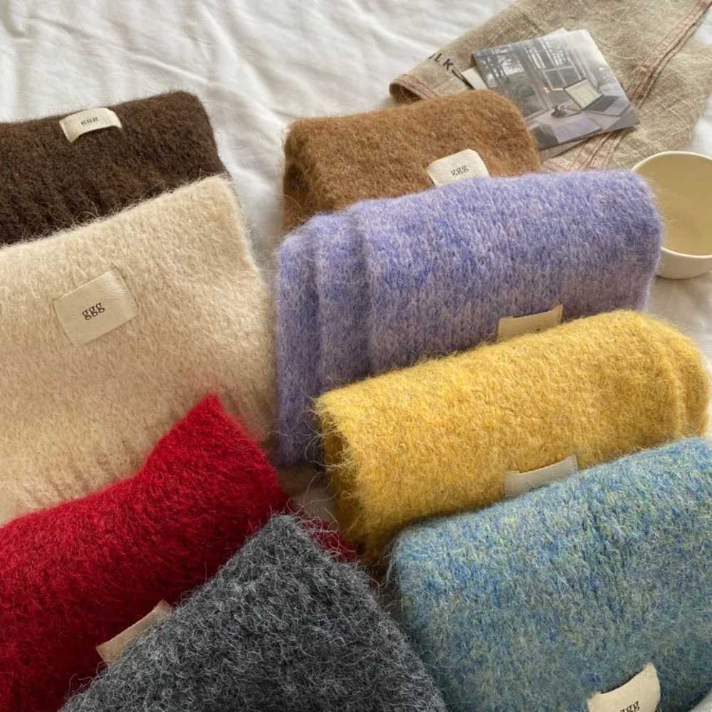 Fashion Pure Color Twist Knit Scarf Soft Keep Warm Shl Thicken Wool Blends Scarf La MenXJ250905