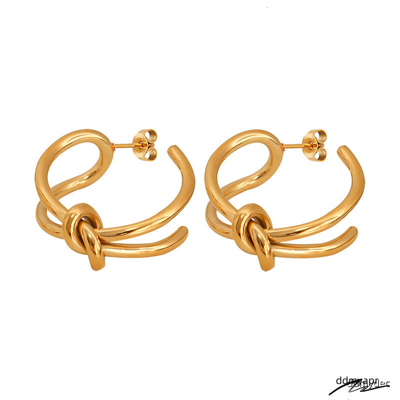 Designer Lady Stainless Steel Gold ddmydec Knot Earrings For Women C-Shaped Light Jewelry Wholesale ddmydec