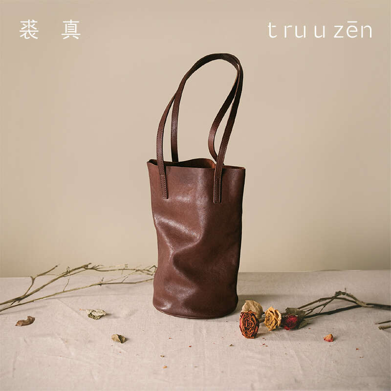Qiu Zhen Lazy Encounter Bucket for Women Genuine Leather Underarm Single Shoulder Commuter Top Layer Vegetable Tanned Cowhide Women's Bag