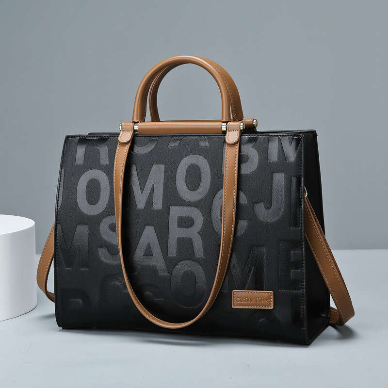 Tote New Fashion Commuter Large Capacity Women's Bag Embossed Letter Ladies Handbag Can Be Shoulder Crossbody