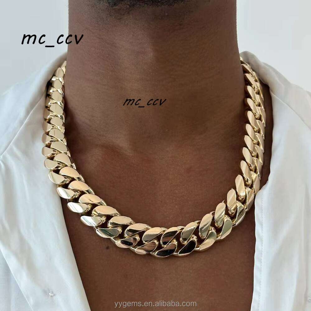Ordinary Real GoldPlated Miami Solid Sier Unisex Chain Moissanite Lock Cuban Necklace Jewelry