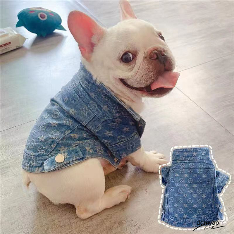 Fashionable Denim Dog Lapel Jacket, Water Washed Emed Pattern Suitable For Small Medium-Sized Dogs ddmyday To Wear All Year Round, Hine Washable XL A6