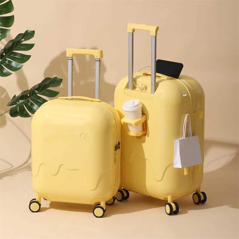 Cute MultiFunctional Suitcase Portable Trolley Case Up Holder USB Charging To Interface Scroll Wheel Hand Push Password Box Z250905