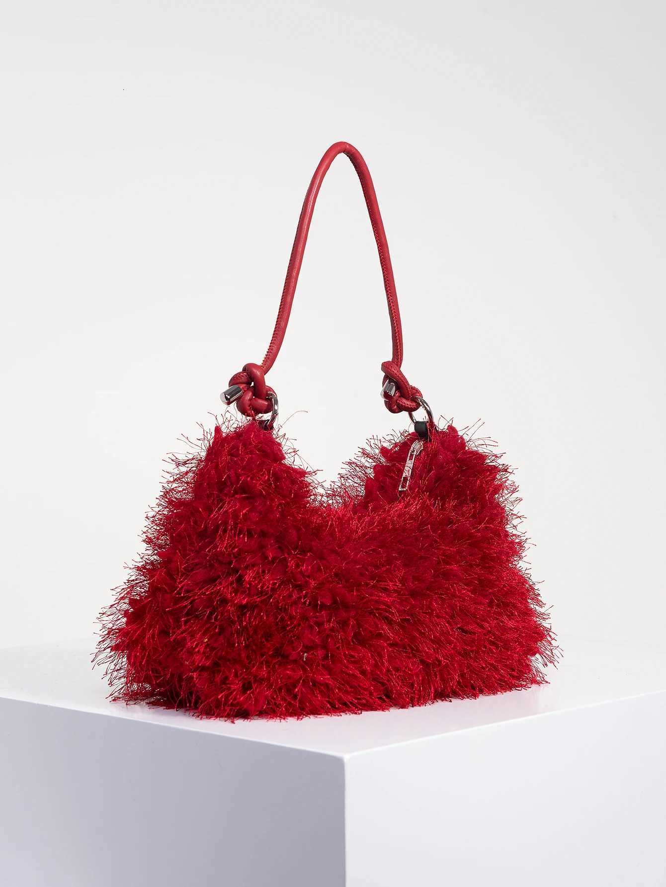 Y2K Style Women Shoulder BagsCute Charm ClutchHobo HandbagBurgundy BagVacation Travel Purse for Dopamine Style Purse Z250903