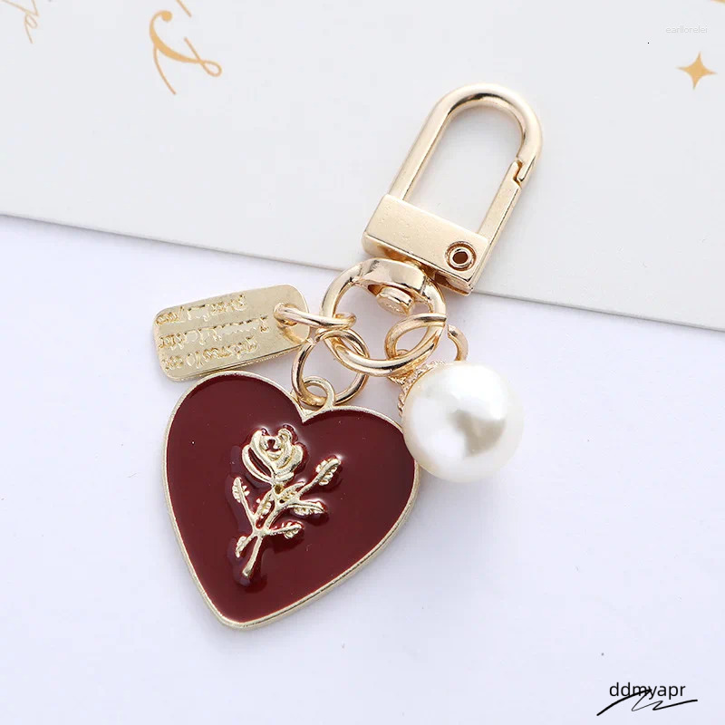 Keychains Bohemian Pearl Bow Rose Charm Keychain Jewelry For Women Trendy Tulip Love Letter Pendant Car Bag Ddmydec Keyring Accessories Ddmydec Ddmyde