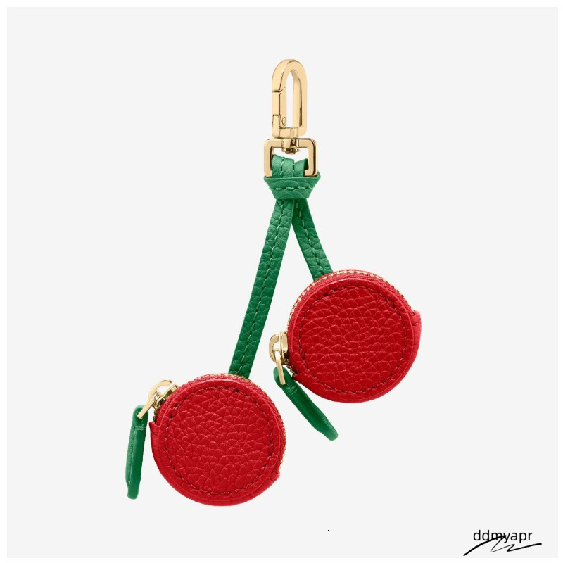 Keychains Fruit Shape Cherry Design Charm Coin Purse Blueberry Peach Cute Key Chain Mini Pouch ddmyday Wallet Gift For Airtag Girl Women ddmyday