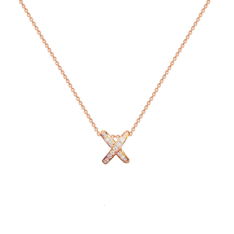 Singapore Chain Elegant Designer Fashion Popular Cross X Fate Necklace For Women Clavicle Chain 18k Gold Plated Rose Gold White Gold Gift