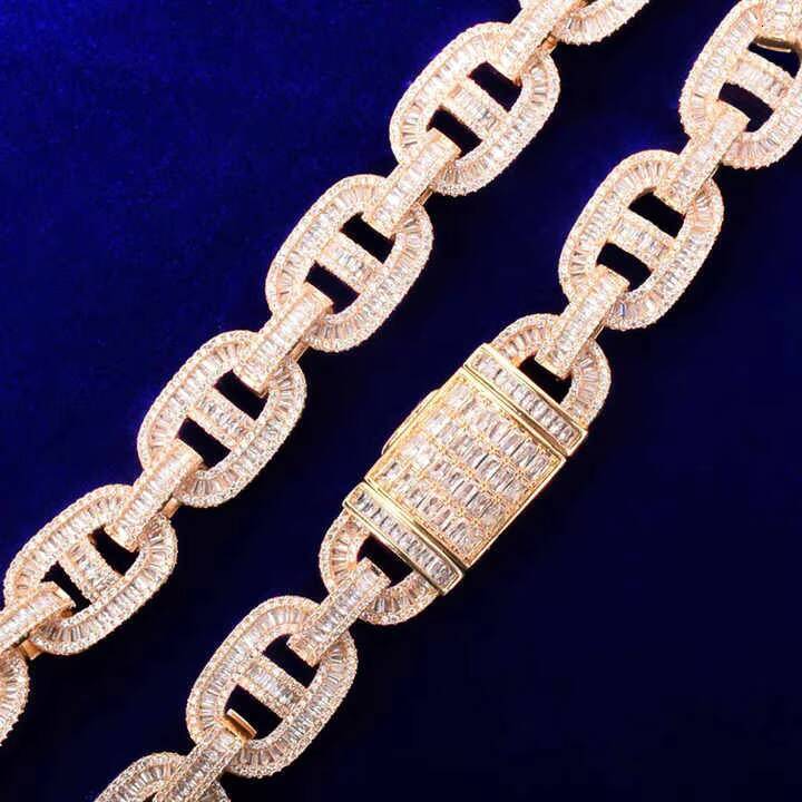 925 Silver 16mm Iced Out Miami Cuban Link Chain Pave Moissanite Diamond Luxury Hip Hop Diamond Cuban Chain Jewelry Customizable