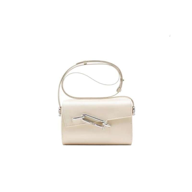 TADFAB Women's Lock Box Interlock Small Square Niche Fashion Single Shoulder Crossbody Cowhide Underarm Bag