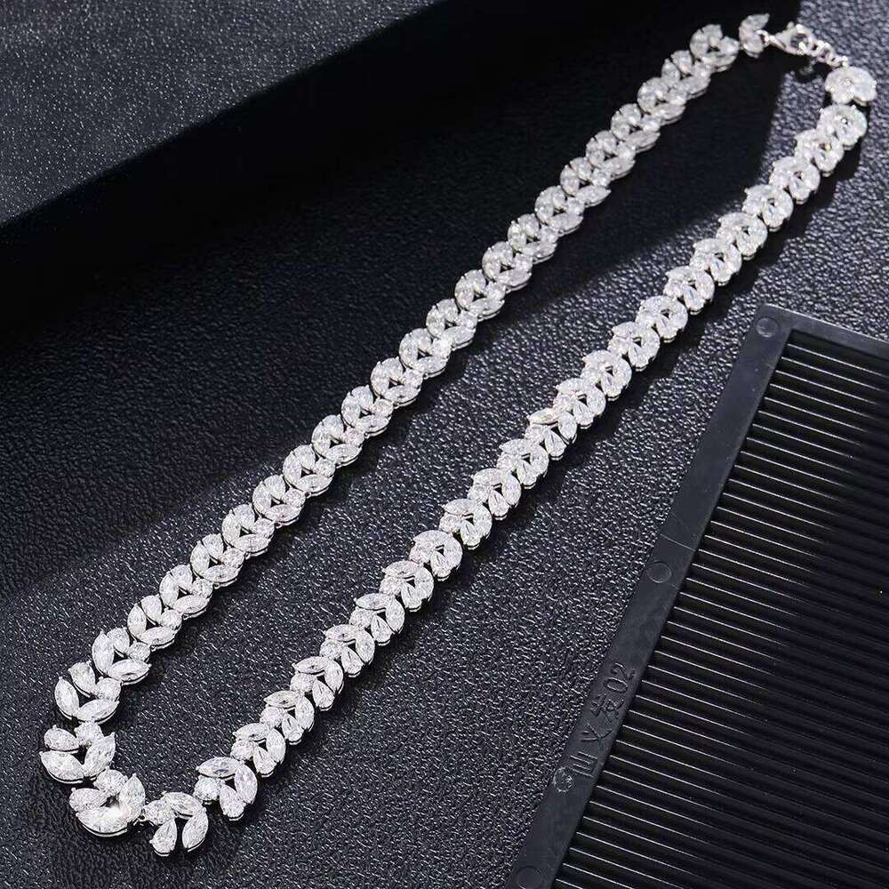 Sterling Sier Plated White Gold Moissanite Necklace Custom 15mm Width Fine Jewelry with Bracelet for Women Gifts