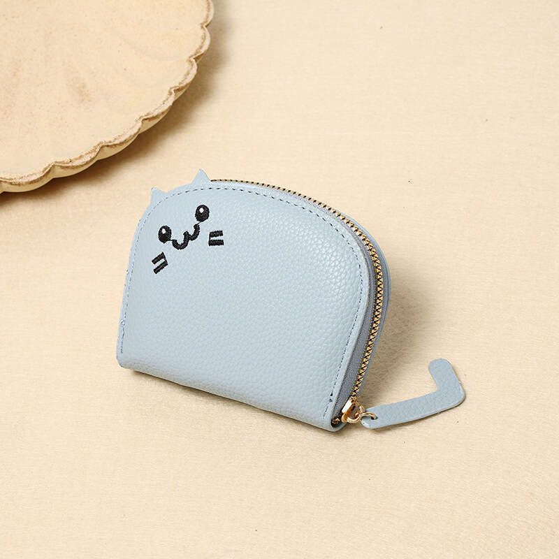 DHEssentials 2024 Cat - Themed PU Card Holder, 9X10X2.5cm, Pastel Colors, Adorable Animal Pattern, Daily Use