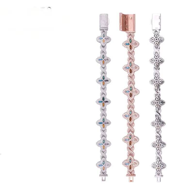 Style S925 Sterling Silver Cut Colored Moissanite Bracelet Passes The Diamond Tester And Comes With Gra