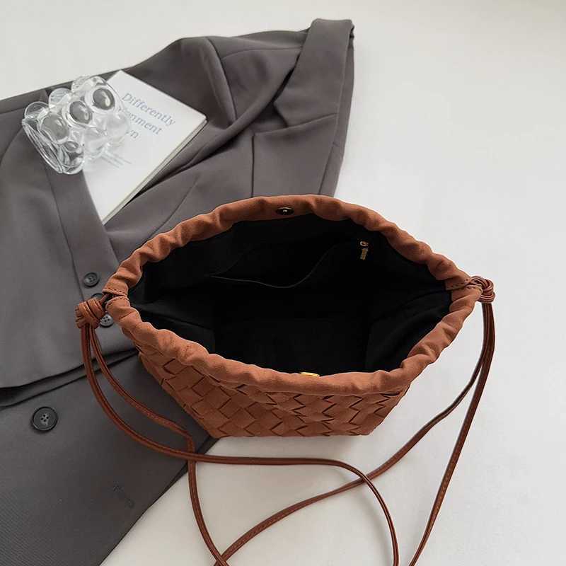 Zeyph Woven Drawstring Faux Suede Material Matte Feel Women s Autumn Winter Tote Bag Shoulder Bag Crossbody Bag Z250903