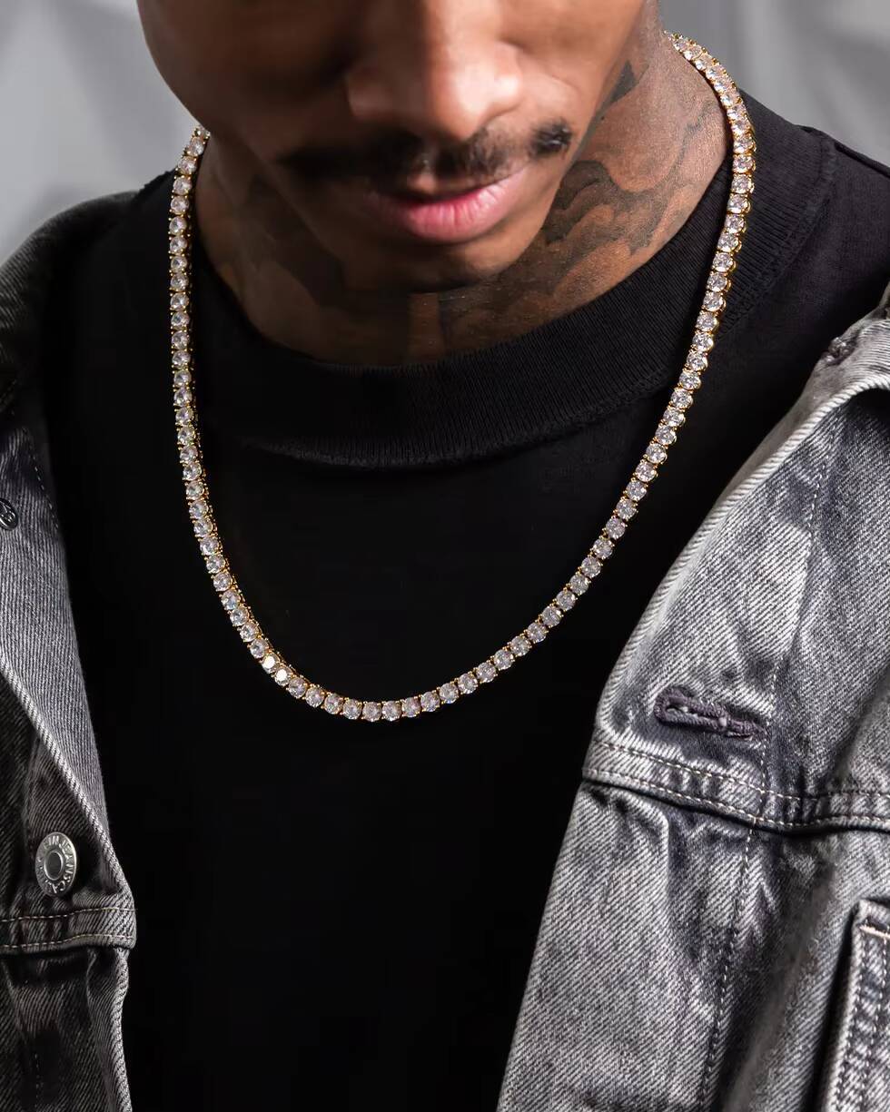 Personalized Hip Hop Mens Diamond Gold Plated 3mm 4mm 5mm Moissanite Tennis Chain Iced Out Necklace Jewelry
