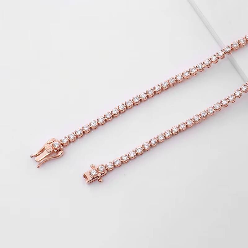 3 Prong Tennis Necklace in 14k White Gold Moissanite Tennis Eternity Chain 17 D Color Diamond Gift Tennis Chain