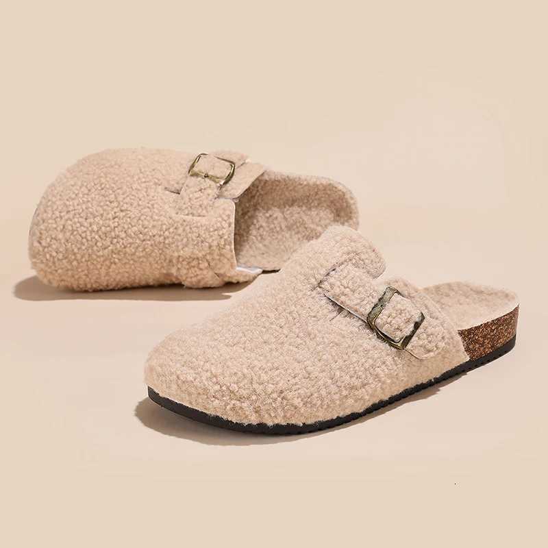 Fashion Womens Casual Baotou Slippers Mens Home Decor Winter New Item Indoor Plush Warm Half Slippers Lazy Shoes Large Size W250905