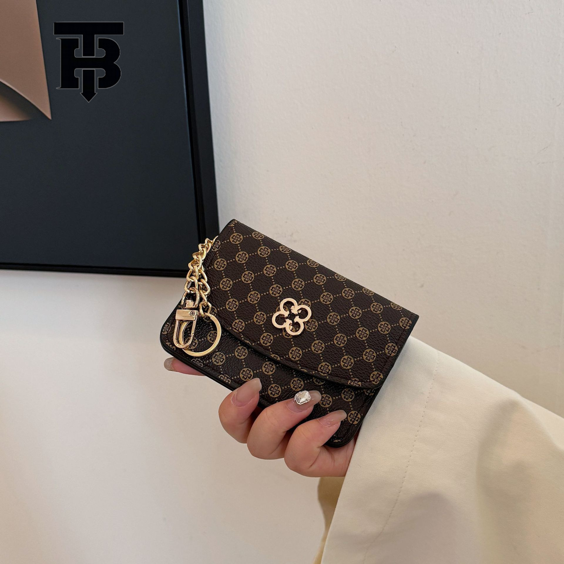 TB BHULAMTE Designer Bag Niche Design Printed Buckle Coin Purse Keychain High-end Exquisite Luxury Bag Mini Compact Card Holder Coin Purse All-in-one 