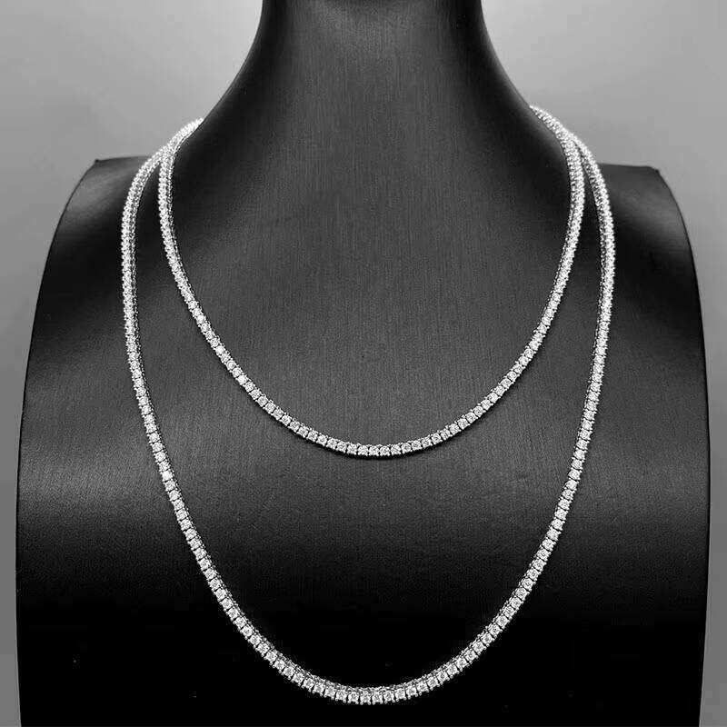 Wholesale Iced Out Dia Sier 2MM Moissanite Tennis Chain Necklace
