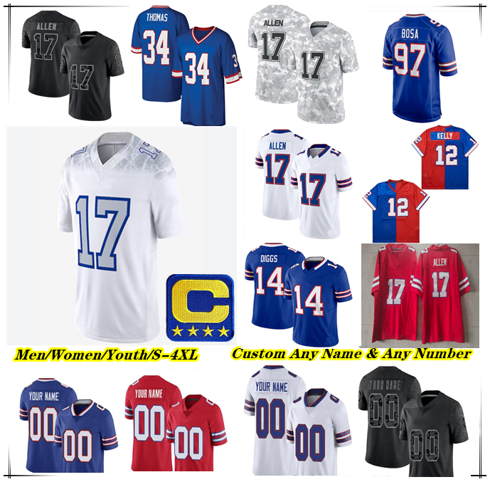 Josh Allen Jerseys Football Joey Bosa James Cook Khalil Shakir Keon Coleman Dalton Kincaid AJ Epenesa Maxwell Hairston Dorian Williams Terrel Bernard Damar Hamlin